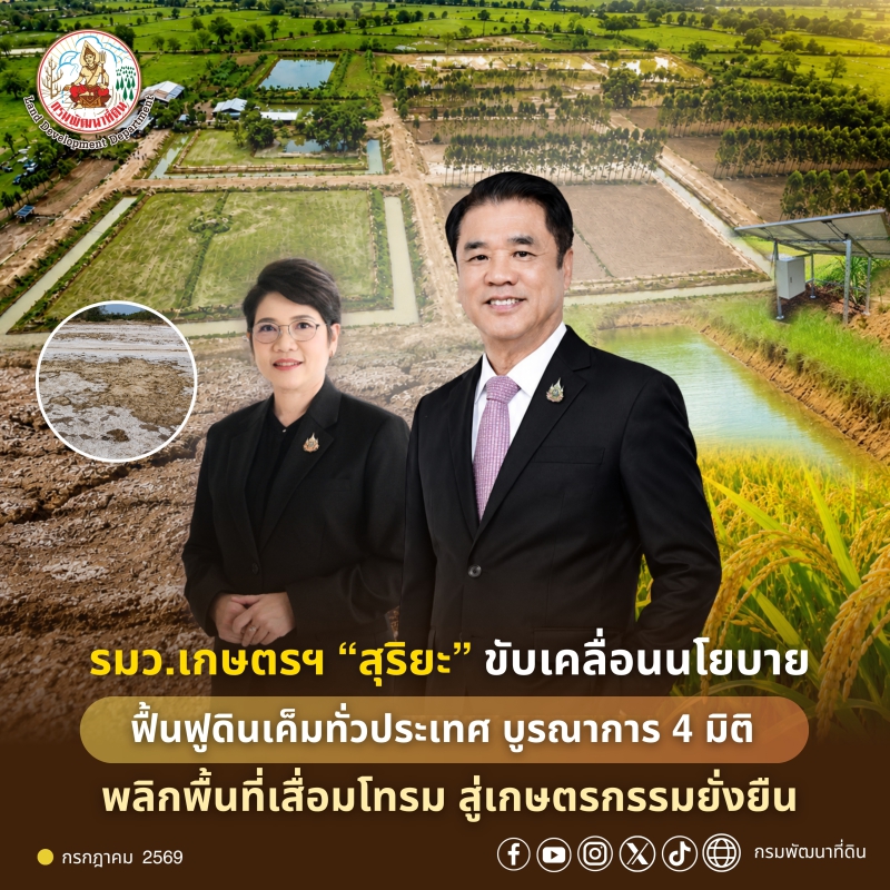 รมว.เกษตรฯ“สุริยะ”ขับเคลื่อนนโยบายฟื้นฟูดินเค็ม
