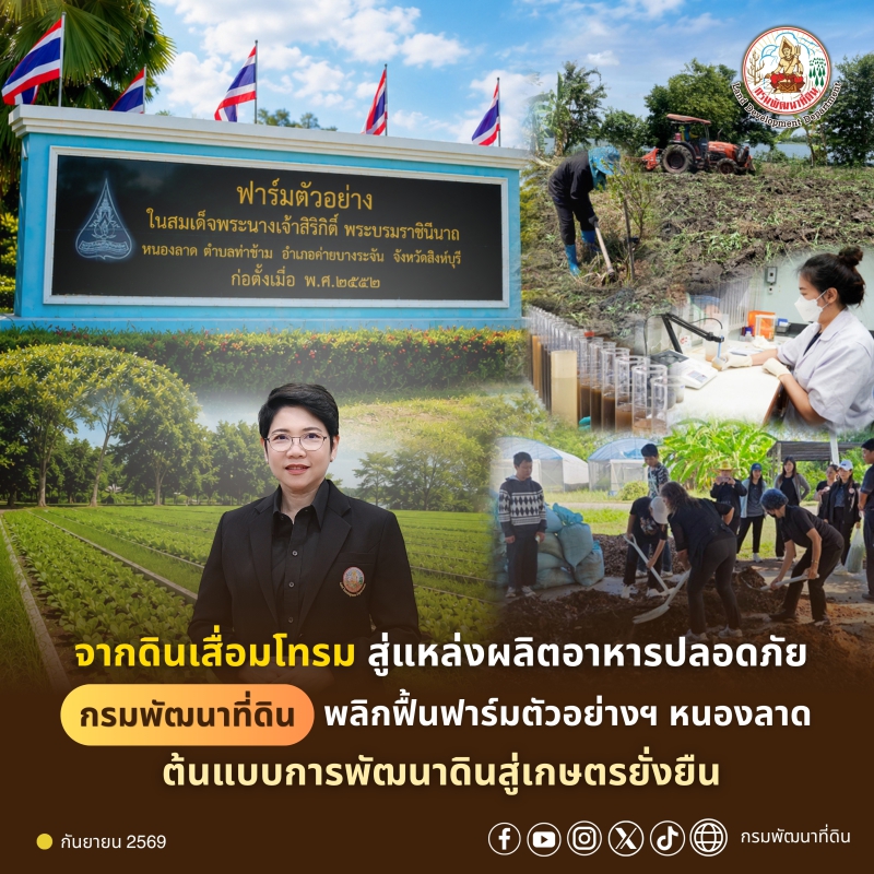 จากดินเสื่อมโทรม สู่แหล่งผลิตอาหารปลอดภัย กรมพัฒนาที่ดินพลิกฟื้นฟาร์มตัวอย่างฯ หนองลาด ต้นแบบการพัฒนาดินสู่เกษตรยั่งยืน